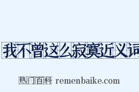 我不曾这么寂寞近义词是什么意思的图片